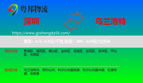 深圳到乌兰浩特市物流专线