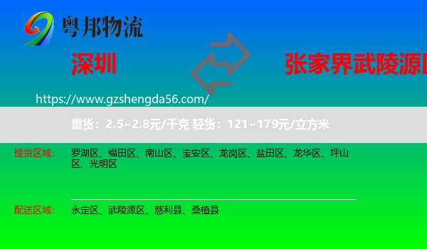 深圳到武陵源区物流专线