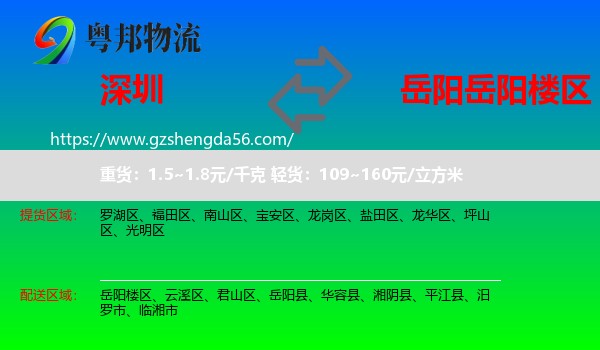 深圳到岳阳楼区物流专线