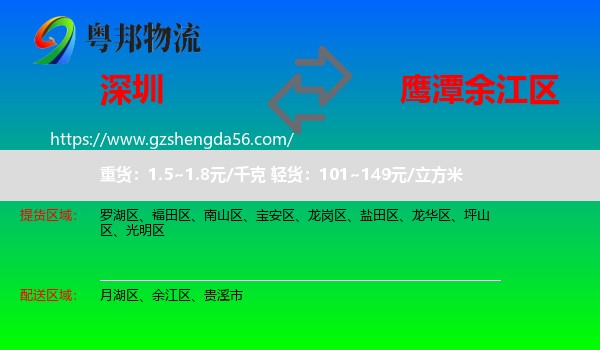 深圳到余江区物流专线