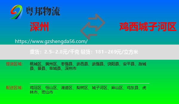 深州市到城子河区物流专线
