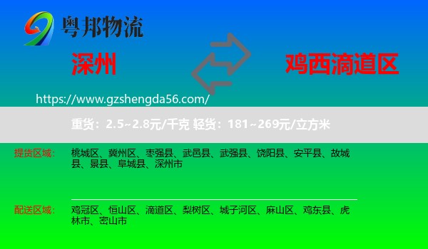 深州市到滴道区物流专线