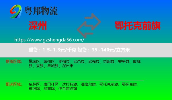 深州市到鄂托克前旗物流专线