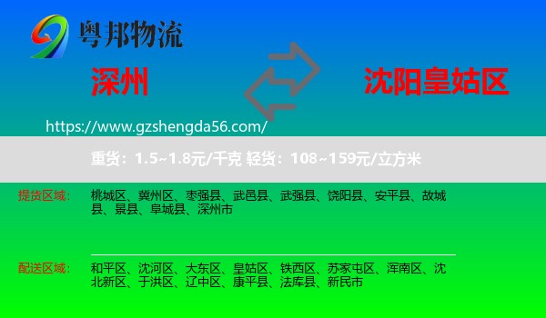 深州市到皇姑区物流专线