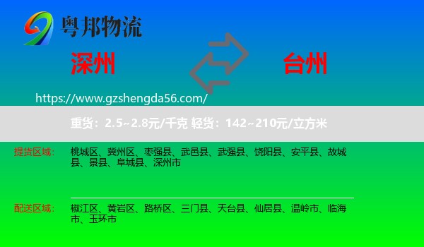 深州市到台州物流专线