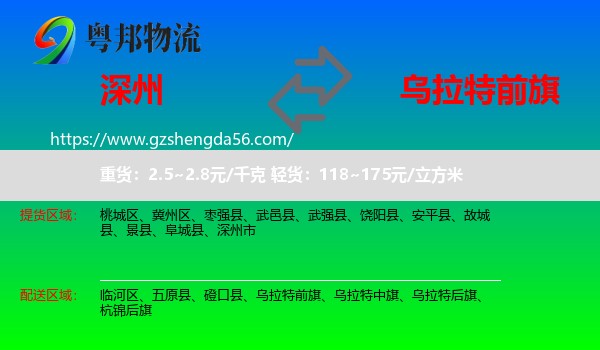 深州市到乌拉特前旗物流专线