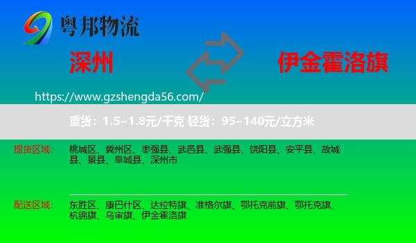 深州市到伊金霍洛旗物流专线