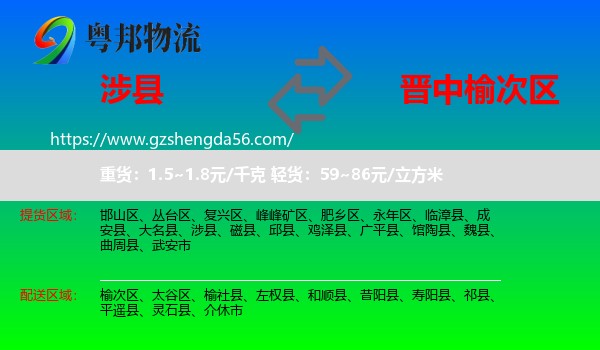 涉县到榆次区物流专线