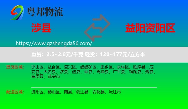 涉县到资阳区物流专线