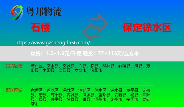 石楼县到徐水区物流专线