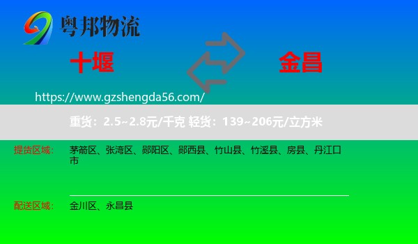 十堰到金昌物流