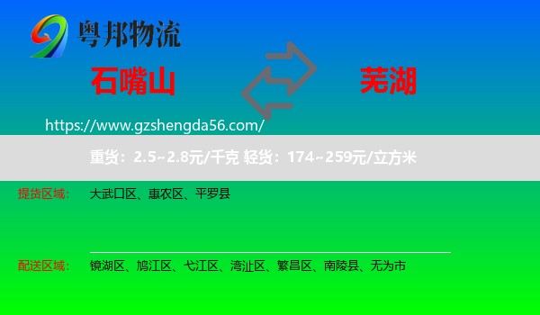 石嘴山到芜湖物流专线