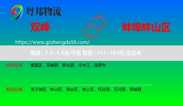 双峰县到蚌山区物流专线