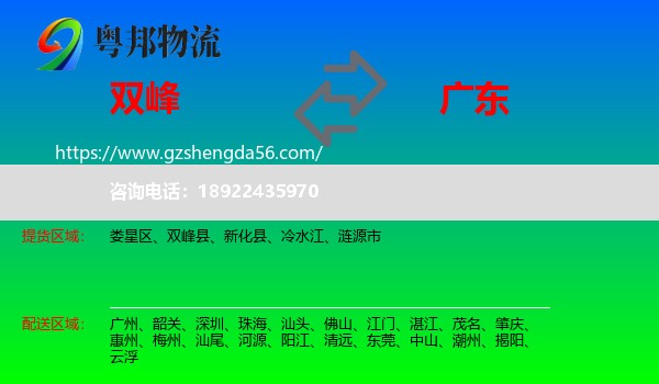 双峰县到广东物流