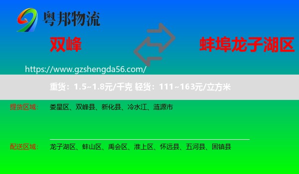 双峰县到龙子湖区物流专线