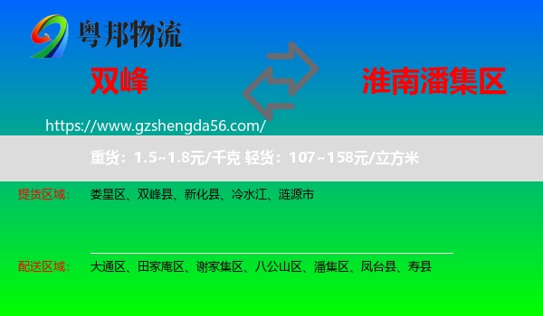 双峰县到潘集区物流专线