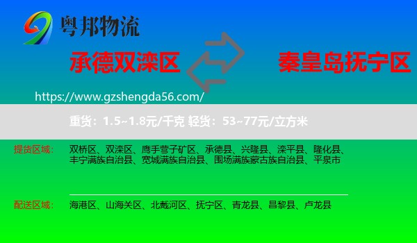双滦区到抚宁区物流专线