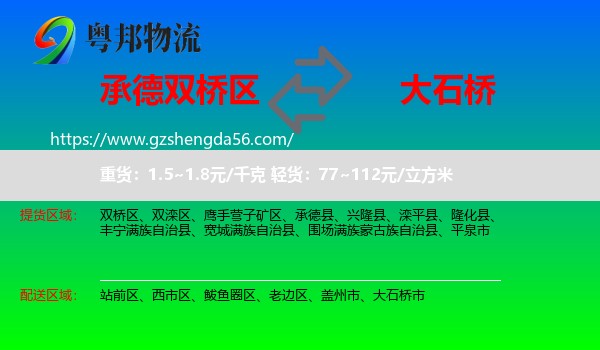 双桥区到大石桥市物流专线