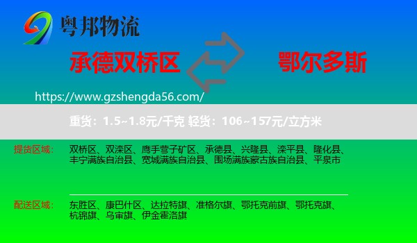 双桥区到鄂尔多斯物流专线