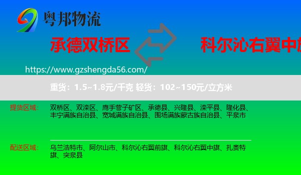 双桥区到科尔沁右翼中旗物流专线
