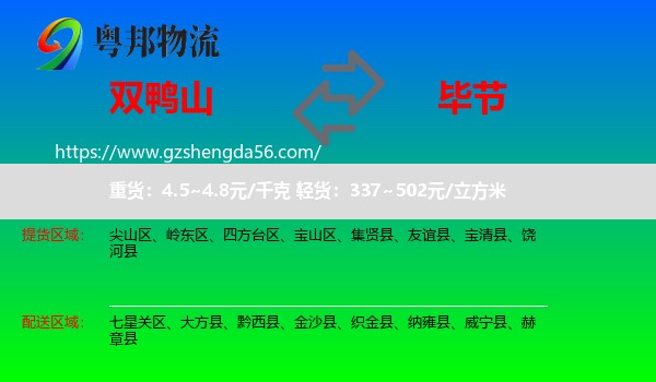 双鸭山到毕节物流专线