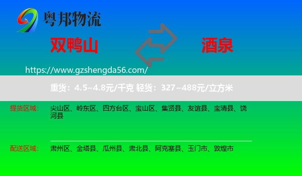 双鸭山到酒泉物流专线