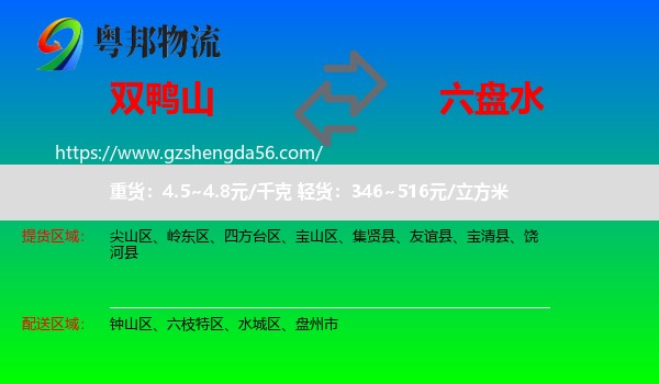 双鸭山到六盘水物流专线