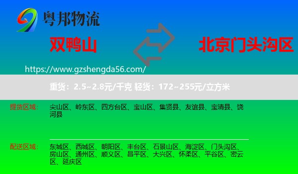 双鸭山到门头沟区物流专线