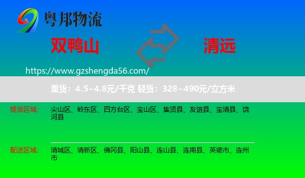 双鸭山到清远物流专线