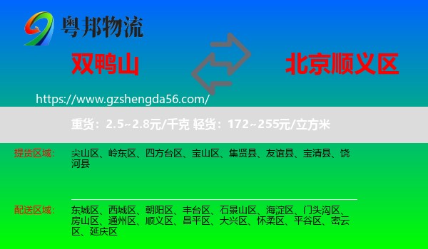 双鸭山到顺义区物流专线