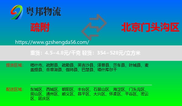 疏附县到门头沟区物流专线