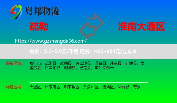 疏勒县到大通区物流专线