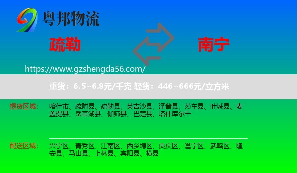 疏勒县到南宁专线