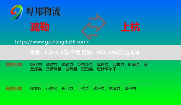疏勒县到上杭县物流专线