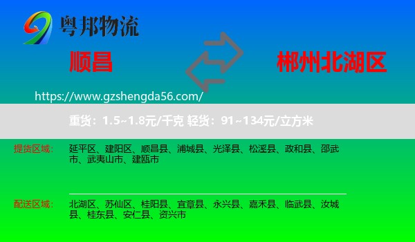 顺昌县到北湖区物流专线