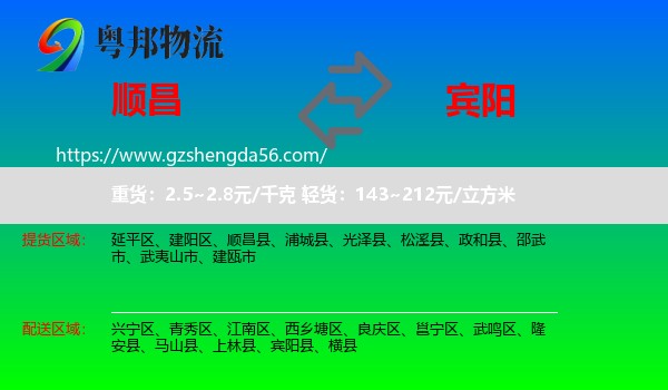 顺昌县到宾阳县物流专线