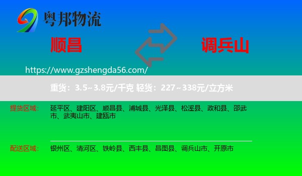 顺昌县到调兵山市物流专线