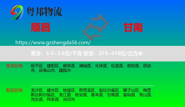 顺昌县到甘南县物流专线