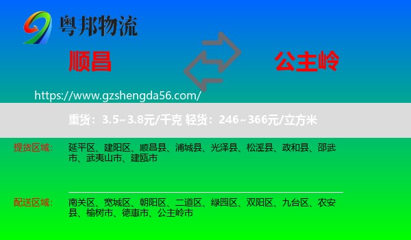 顺昌县到公主岭市物流专线