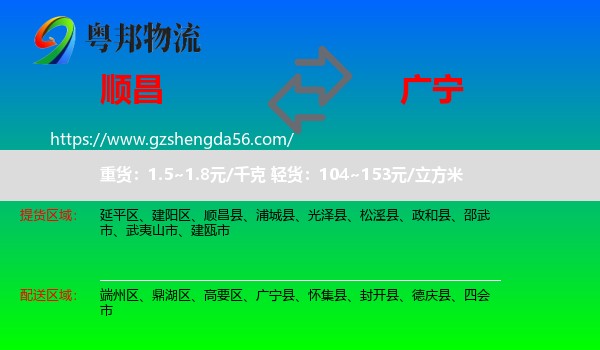 顺昌县到广宁县物流专线