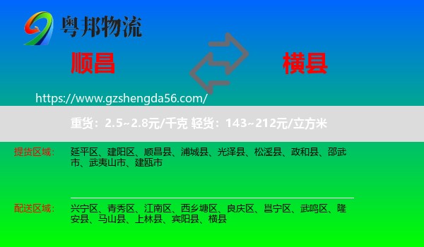 顺昌县到横县物流专线