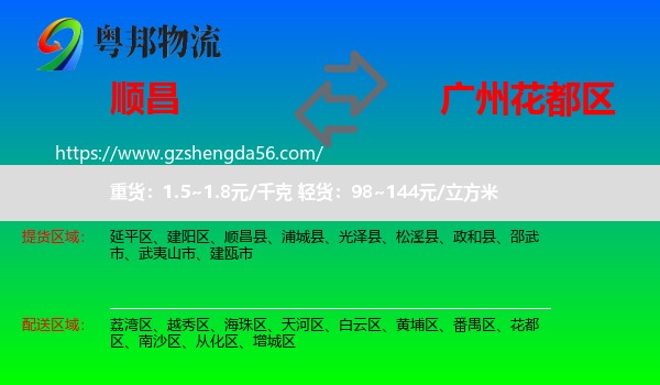 顺昌县到花都区物流专线