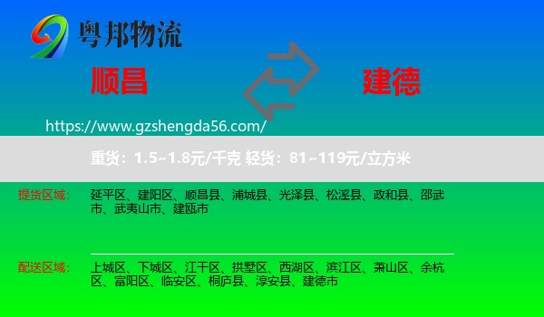 顺昌县到建德市物流专线