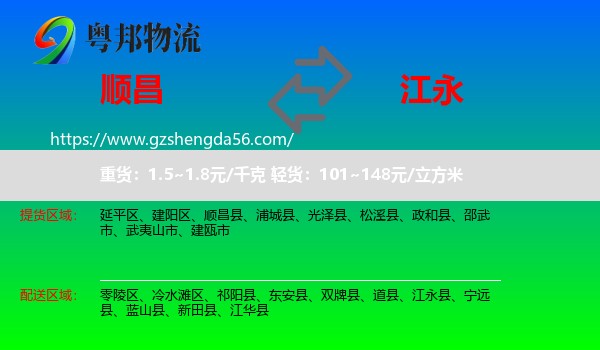 顺昌县到江永县物流专线