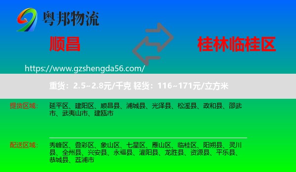 顺昌县到临桂区物流专线