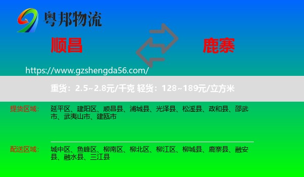 顺昌县到鹿寨县物流专线