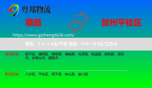 顺昌县到平桂区物流专线