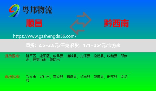 顺昌县到黔西南物流专线
