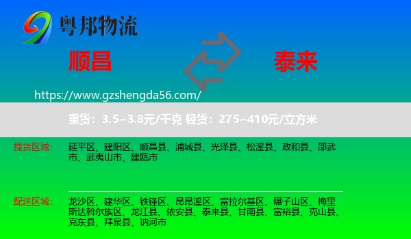 顺昌县到泰来县物流专线