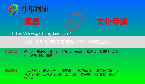 顺昌县到太仆寺旗物流专线